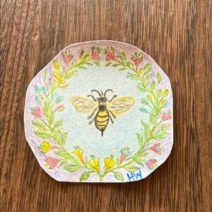 Handcrafted Bee Floral Wall Decal — 
Yellow Bee with Pastel Wreath